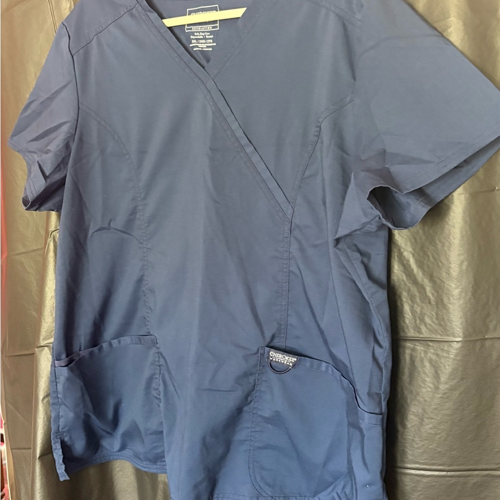 Cherokee Deep Blue Scrub Top